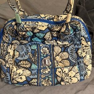 Vera Bradley Blue and Cream Floral Shoulder Bag